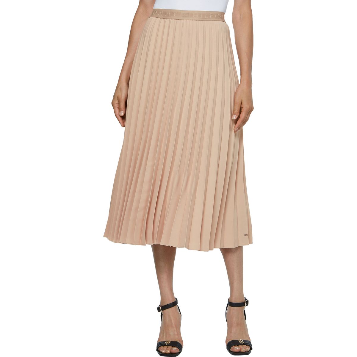 TOMMY HILFIGER - Falda Beige Midi Plisada Para Mujer Tommy Hilfiger