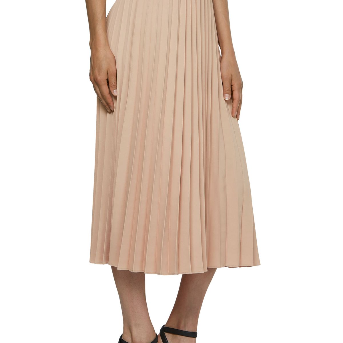 TOMMY HILFIGER - Falda Beige Midi Plisada Para Mujer Tommy Hilfiger