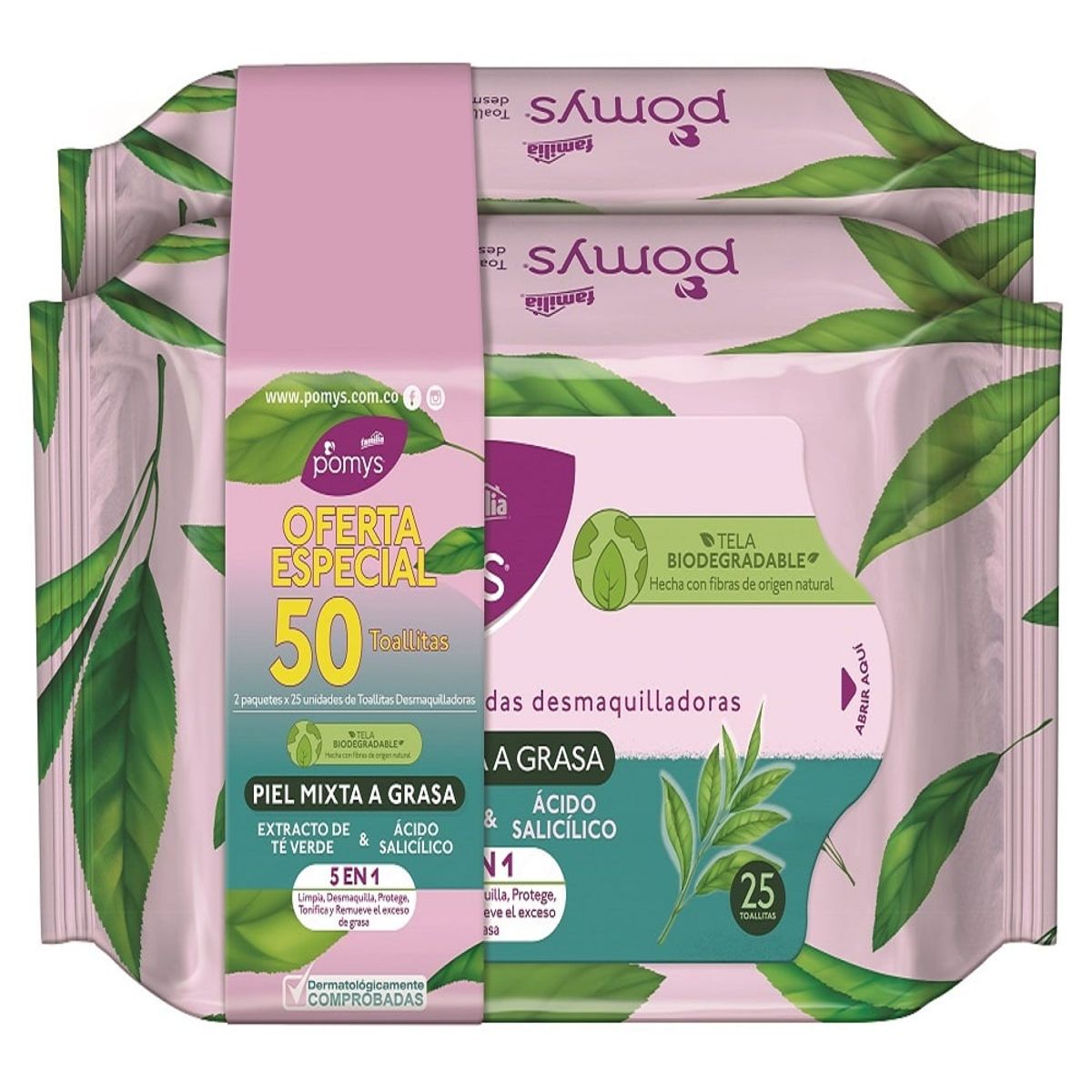 POMYS - Oferta Toallas Pomys Desmaquillantes Piel Mixta Grasa X50Und