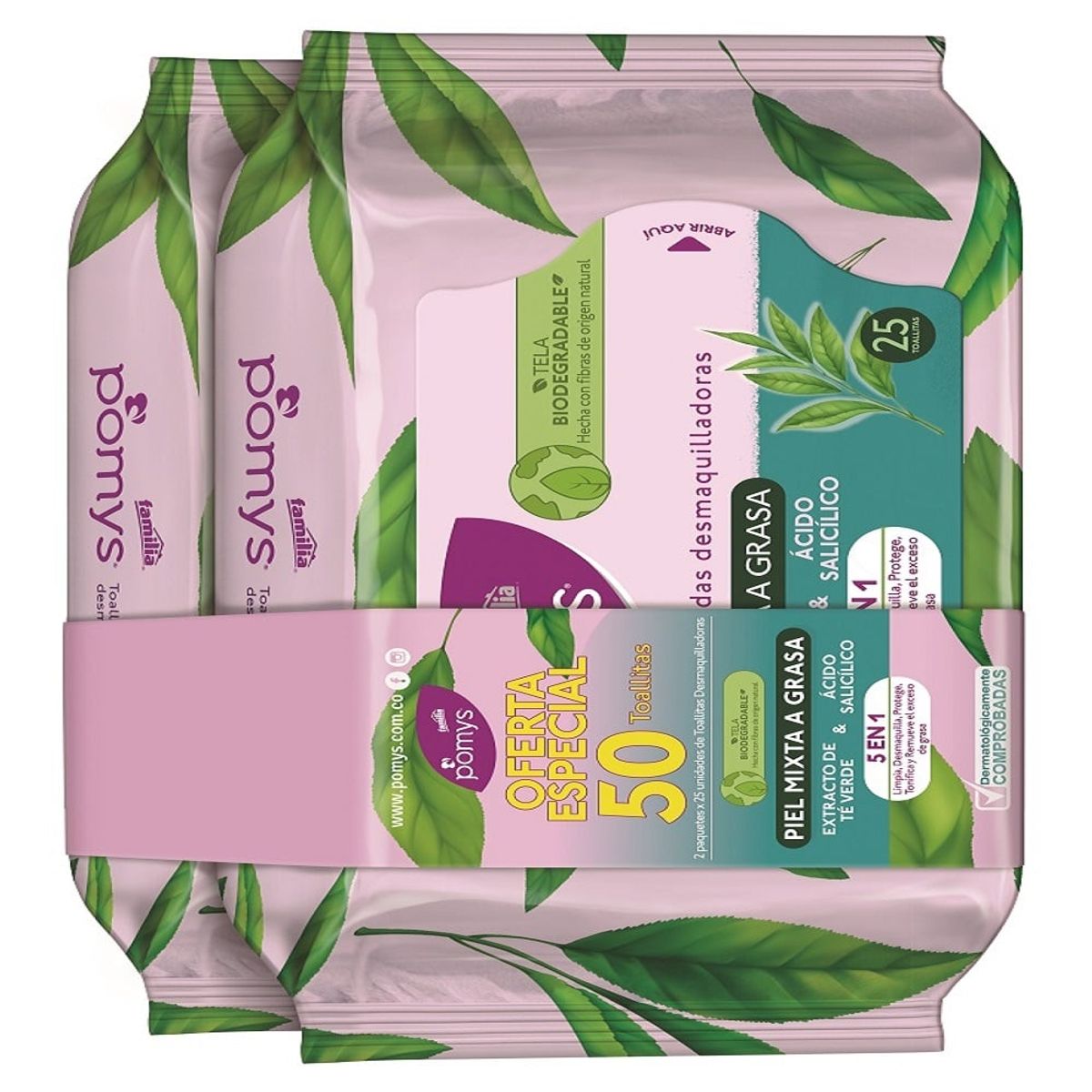POMYS - Oferta Toallas Pomys Desmaquillantes Piel Mixta Grasa X50Und