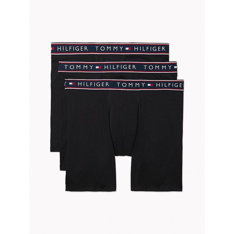 TOMMY HILFIGER - Pack 3 Boxer Brief Negro En Algodón detalles Tommy Hilfiger