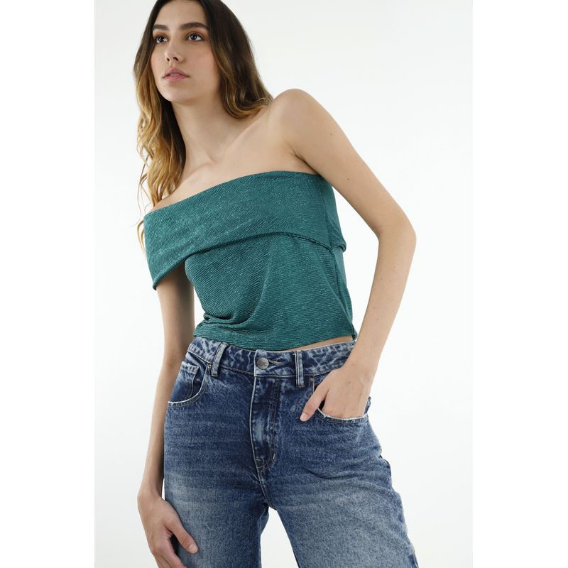 TENNIS - Camisa cuello bandeja verde para mujer