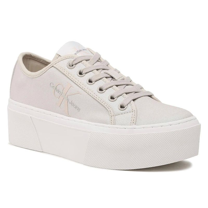 CALVIN KLEIN - Tenis beige con plataforma y acabado de perla Calvin Klein
