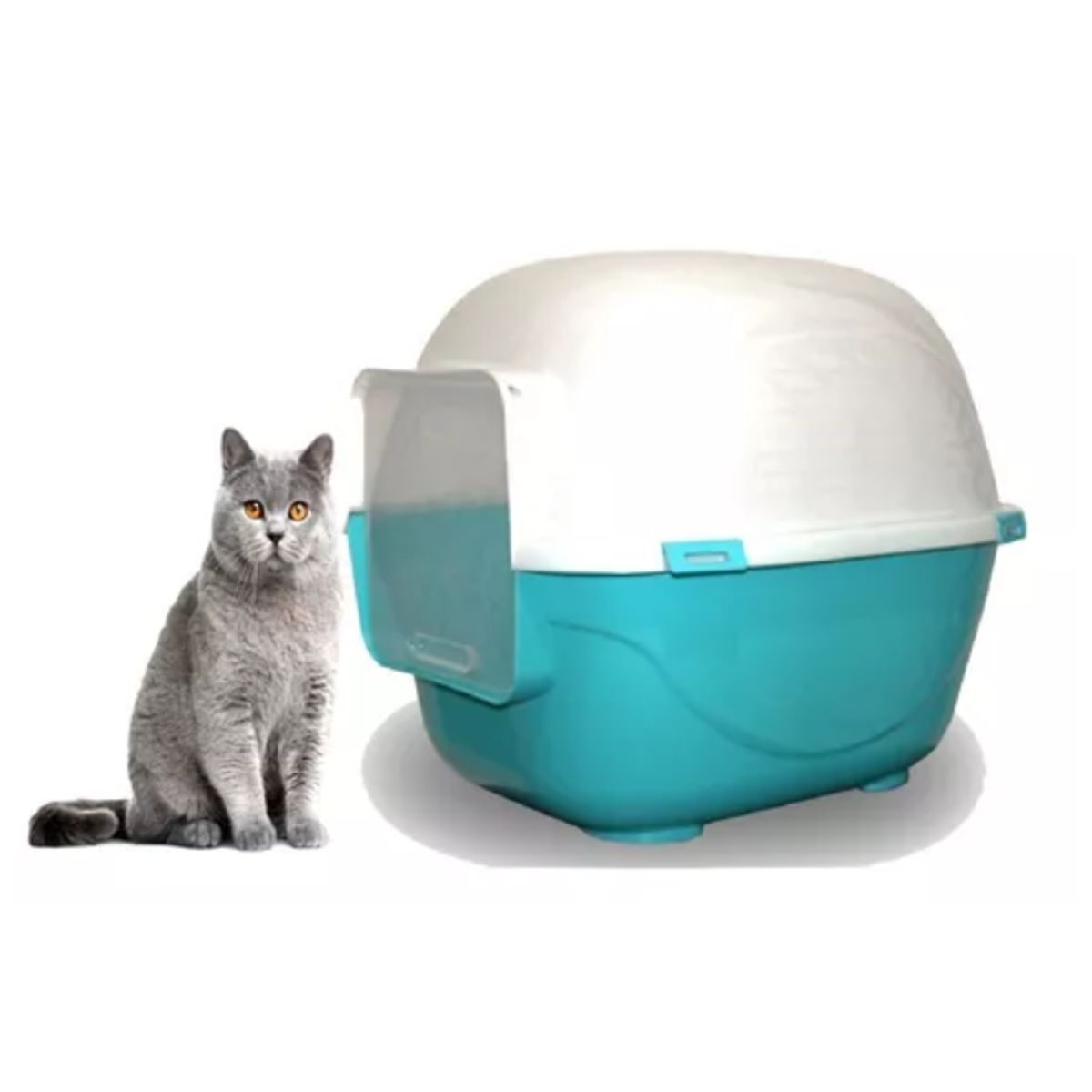 HALLY PET - Baño arenero grande para gatos sin filtro mas pala Celeste
