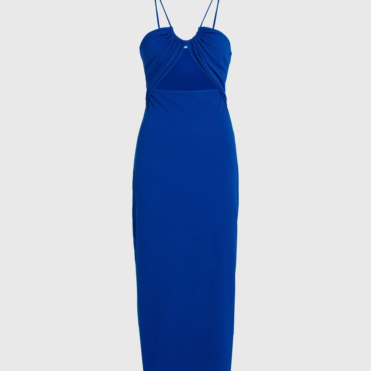 CALVIN KLEIN - Vestido azul midi recortado con detalle de lazo Calvin Klein