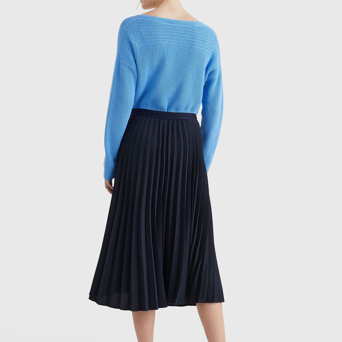 TOMMY HILFIGER - Falda Azul Midi Plisada Para Mujer Tommy Hilfiger