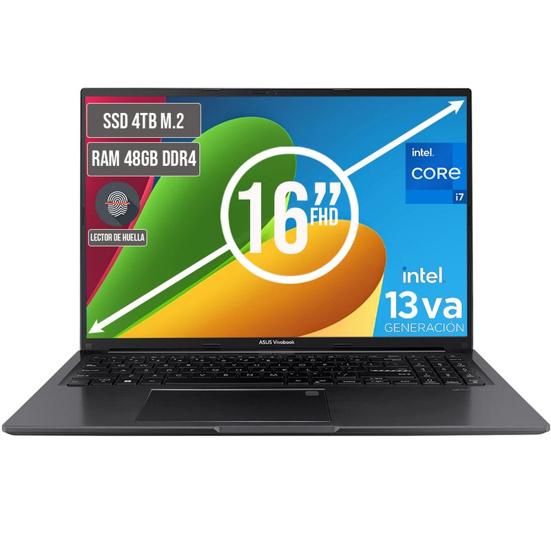 ASUS - PORTATIL ASUS VIVOBOOK INTEL CORE I7-13620H SSD 4TB RAM 48GB LED 16 FULL HD