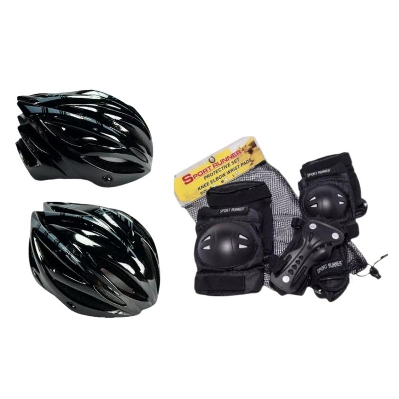 SPORT RUNNER - Kit Protecciones Patinaje Casco Rodilleras Coderas Antifrac