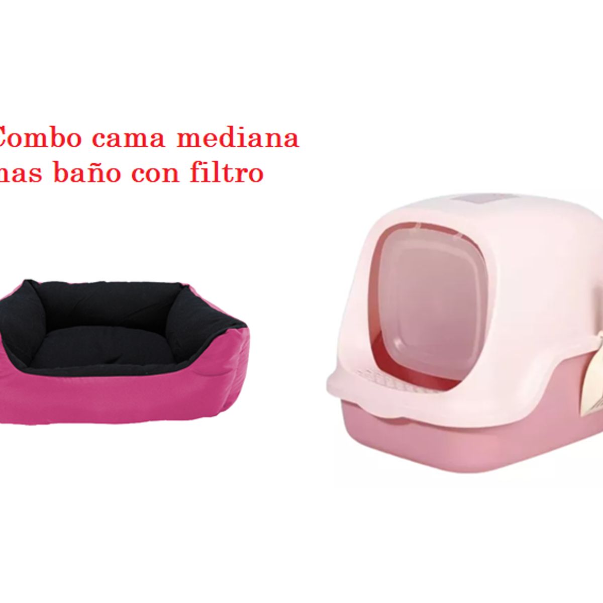 HALLY PET - Combo Baño arenero con filtro mas cama mediana impermeable