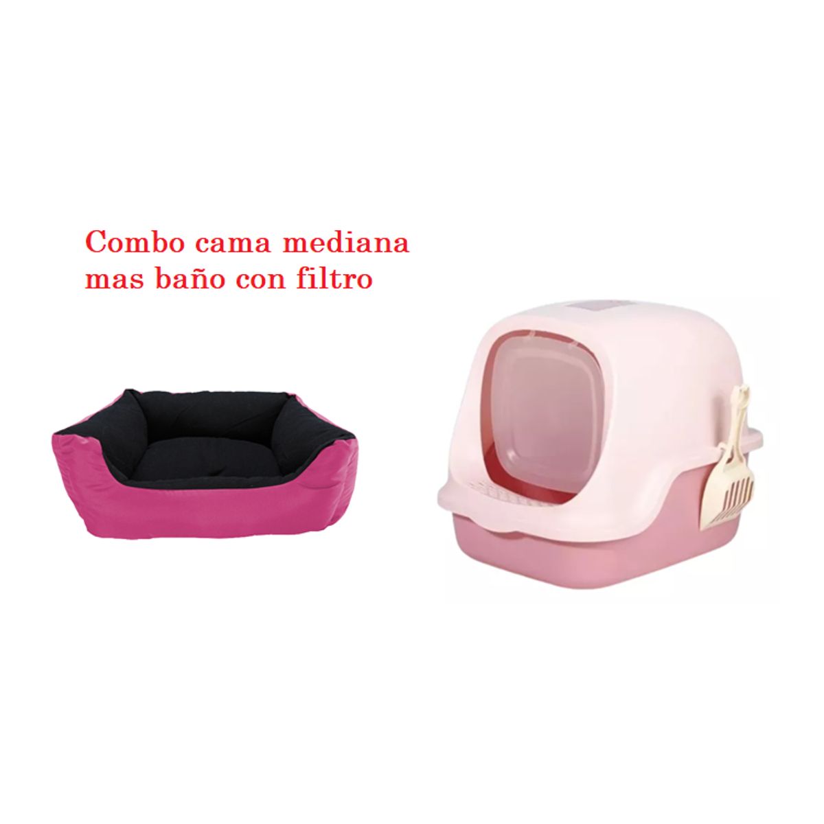 HALLY PET - Combo Baño arenero con filtro mas cama mediana impermeable