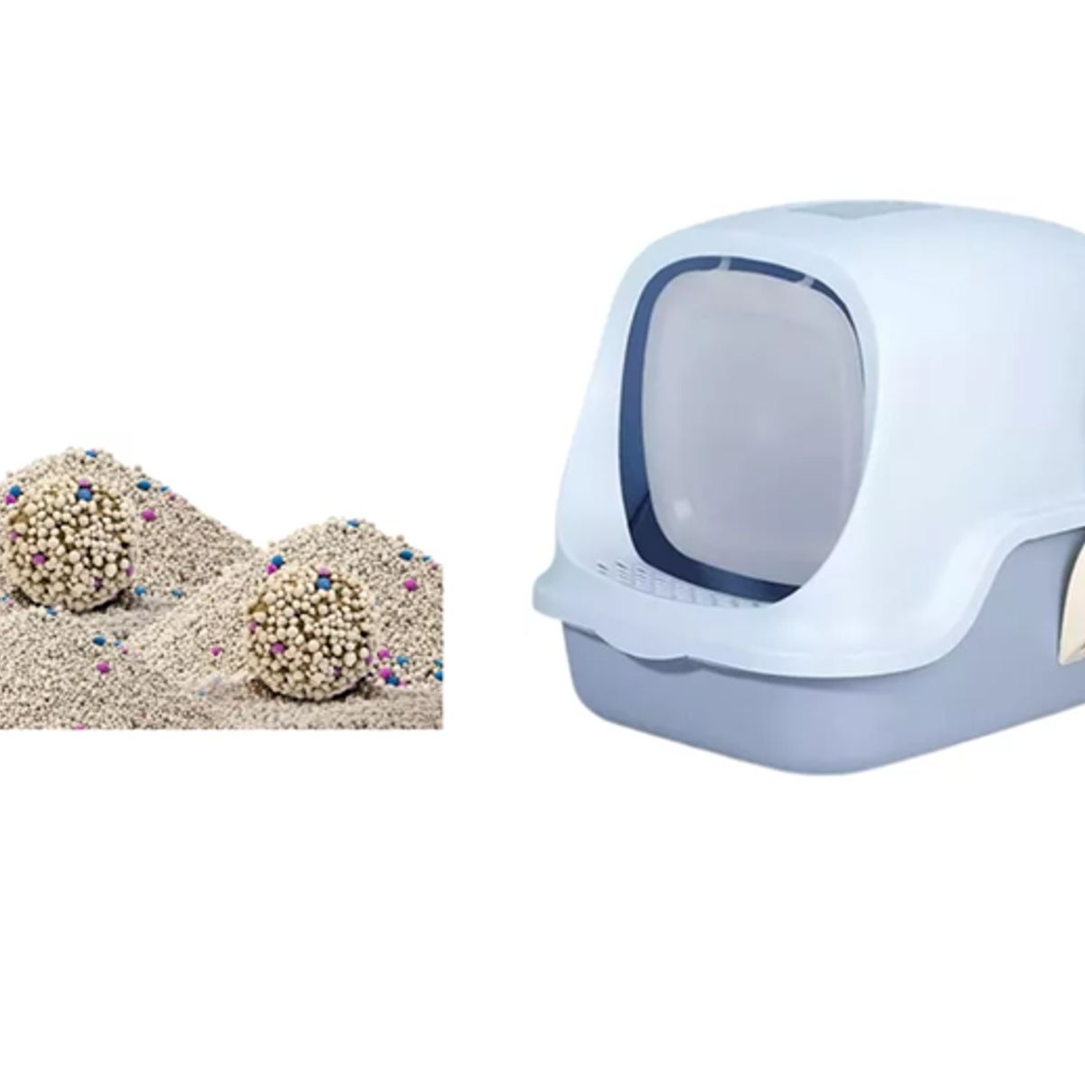HALLY PET - Combo Baño arenero Celeste con filtro mas 6 kg arena