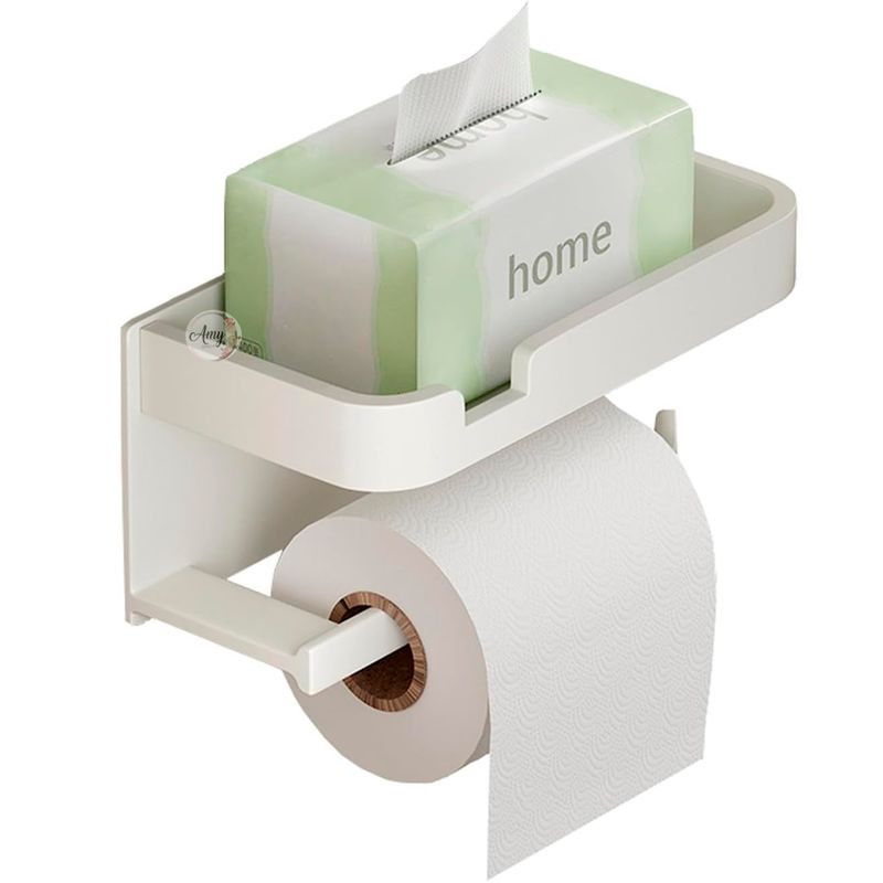 GENERICO - Soporte De Pared Para Papel Higiénico Con Repisa Blanco Hueso