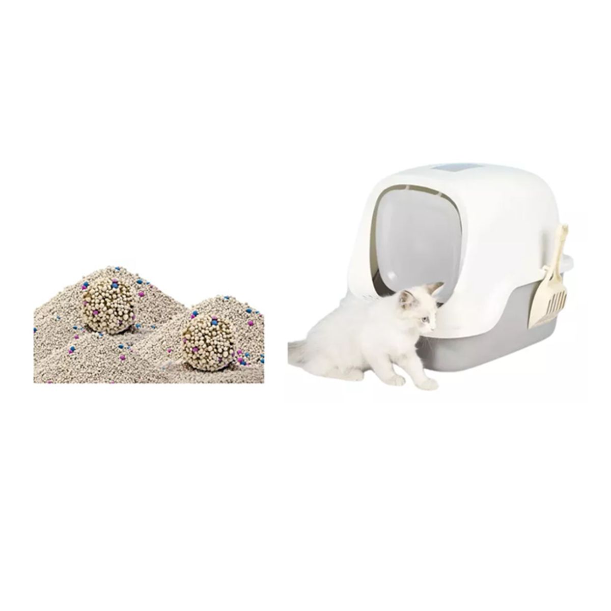 HALLY PET - Combo Baño arenero Gris con filtro mas 6 kg arena