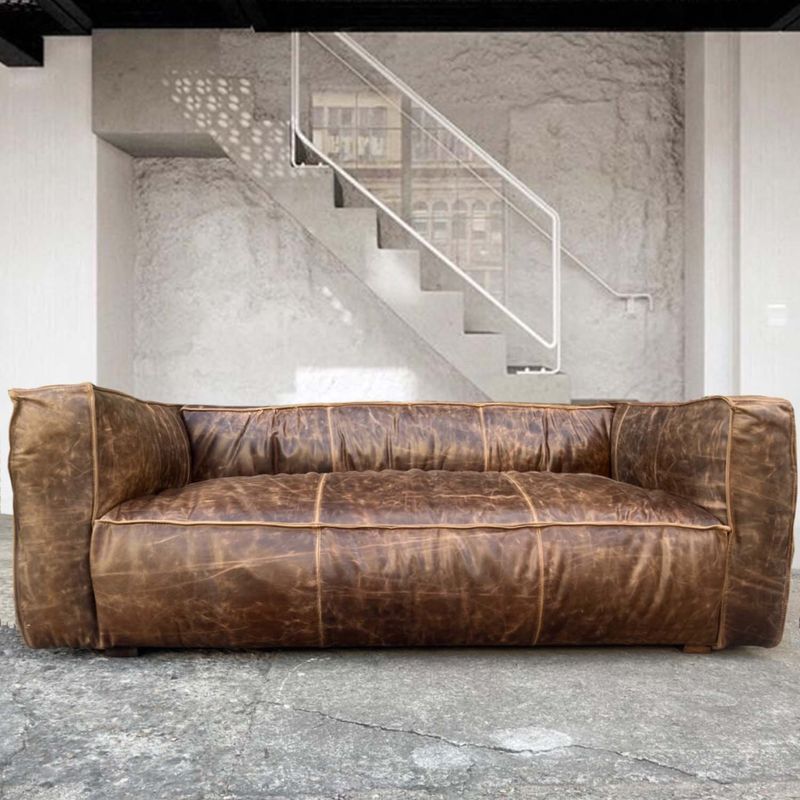 22 GRADOS DECORACION - Sofa Chocolate en Cuero Natural 200x100cm 22Grados Decoracion