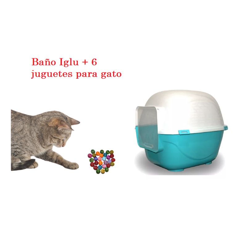 HALLY PET - Baño arenero grande sin filtro mas 6 juguetes para gato