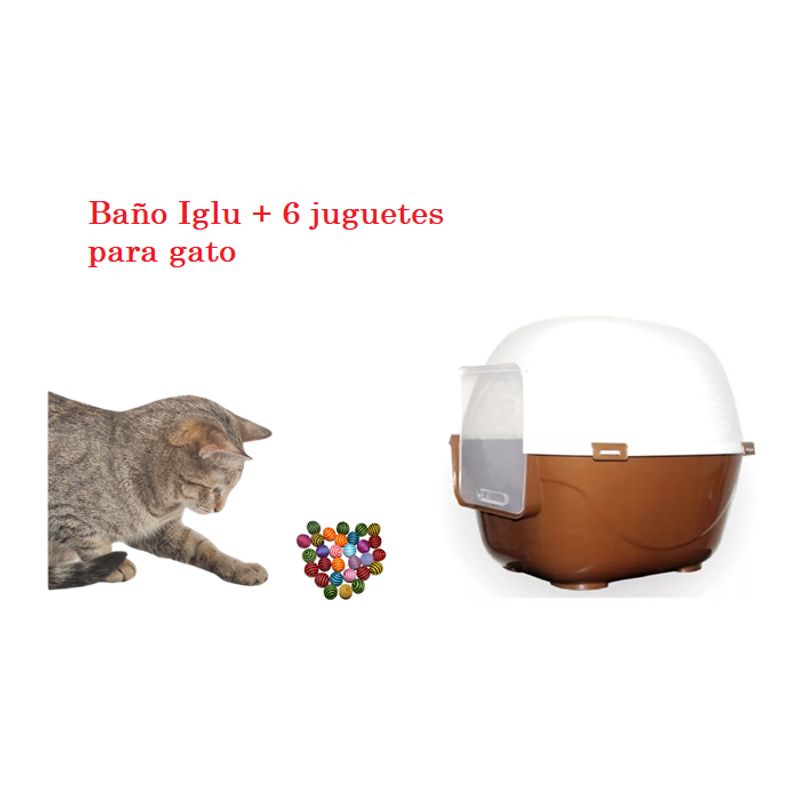 HALLY PET - Baño arenero grande sin filtro mas 6 juguetes para gato
