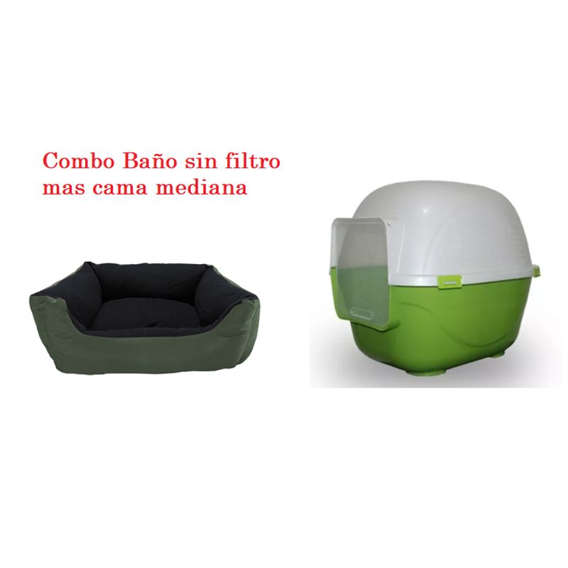 HALLY PET - Baño arenero grande sin filtro mas cama mediana impermeable