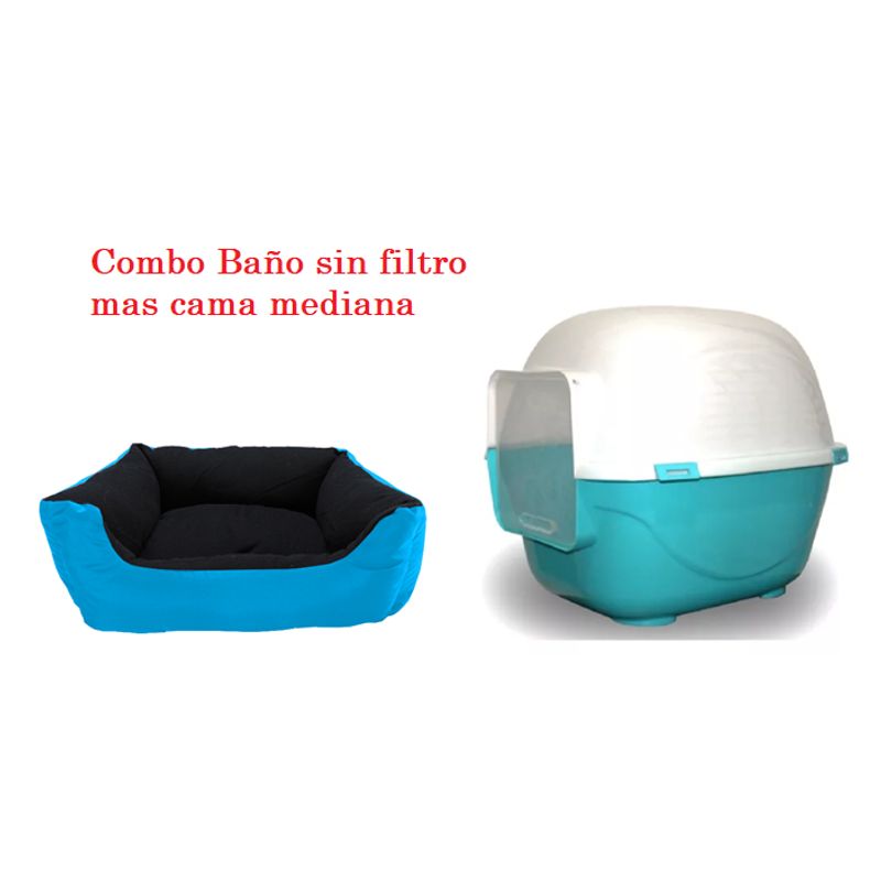 HALLY PET - Baño arenero grande sin filtro mas cama mediana impermeable
