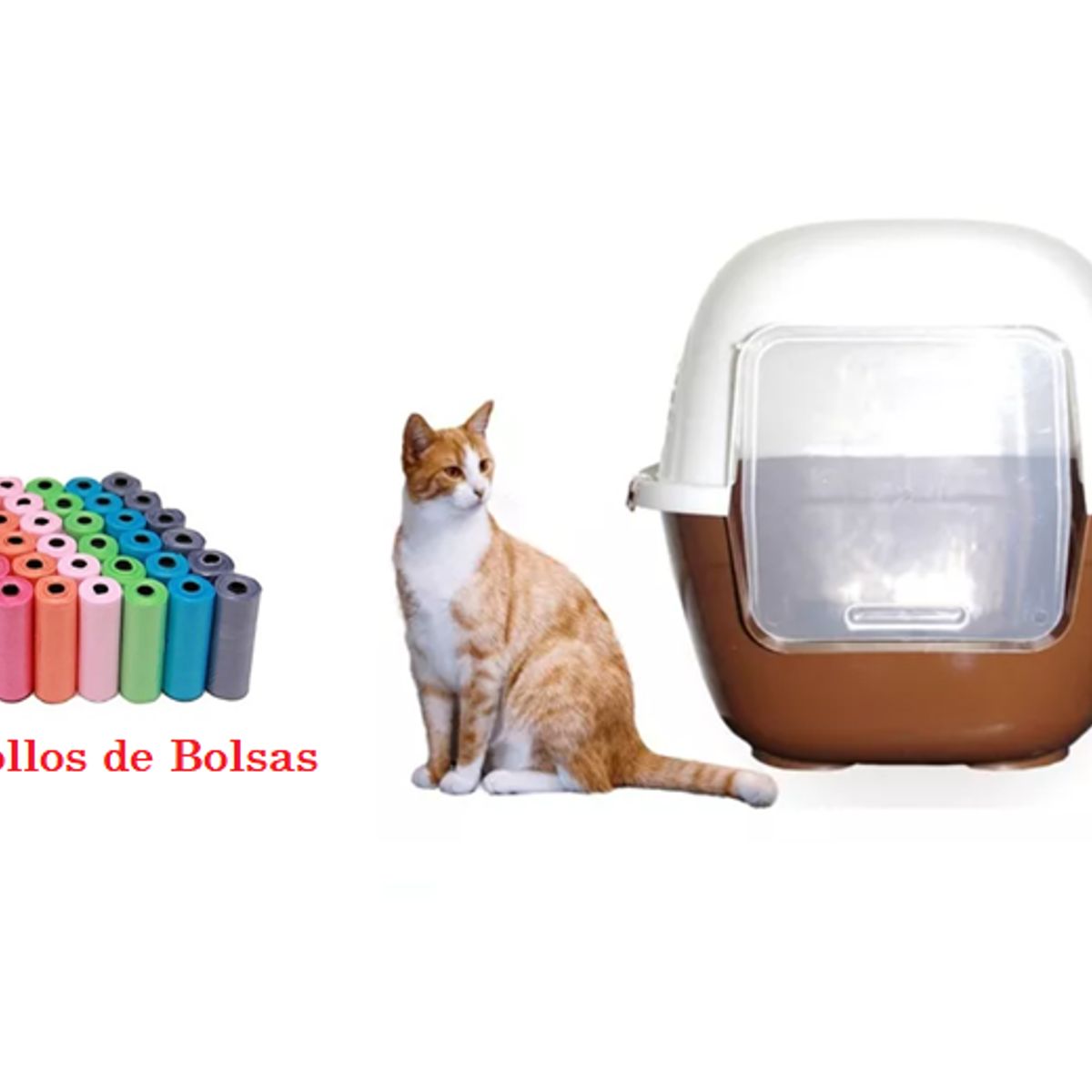 HALLY PET - Baño arenero grande sin filtro mas 50 rollos de bolsas