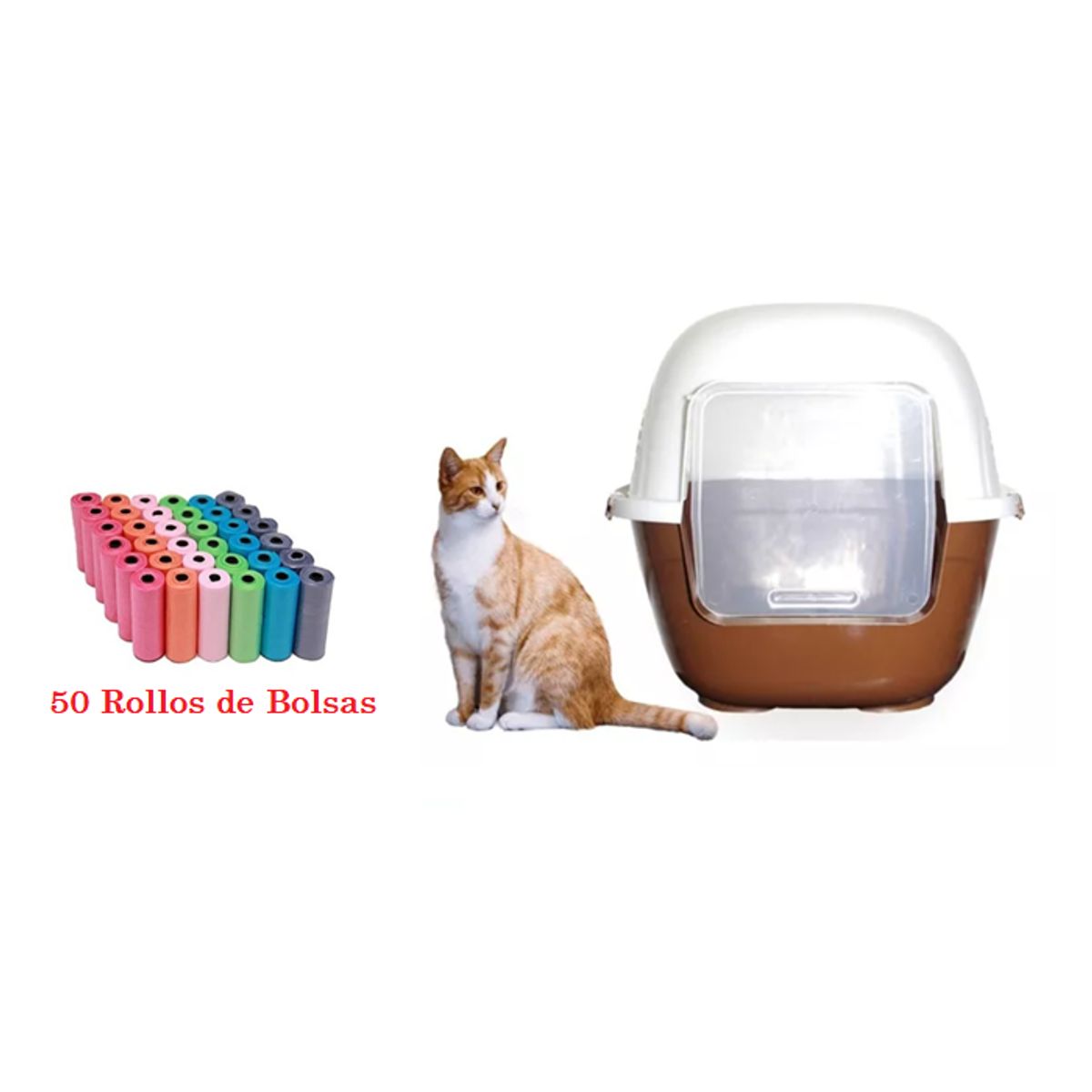 HALLY PET - Baño arenero grande sin filtro mas 50 rollos de bolsas