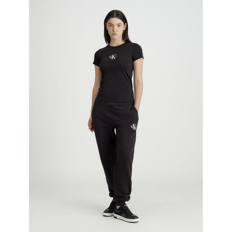 CALVIN KLEIN - Camiseta negra slim con logotipo tonal Calvin Klein