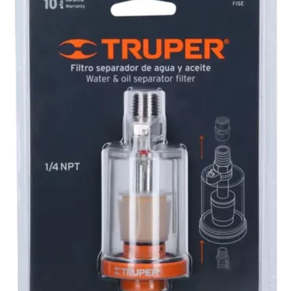 TRUPER - Filtro Separador De Agua Y Aceite Para Compresor Truper