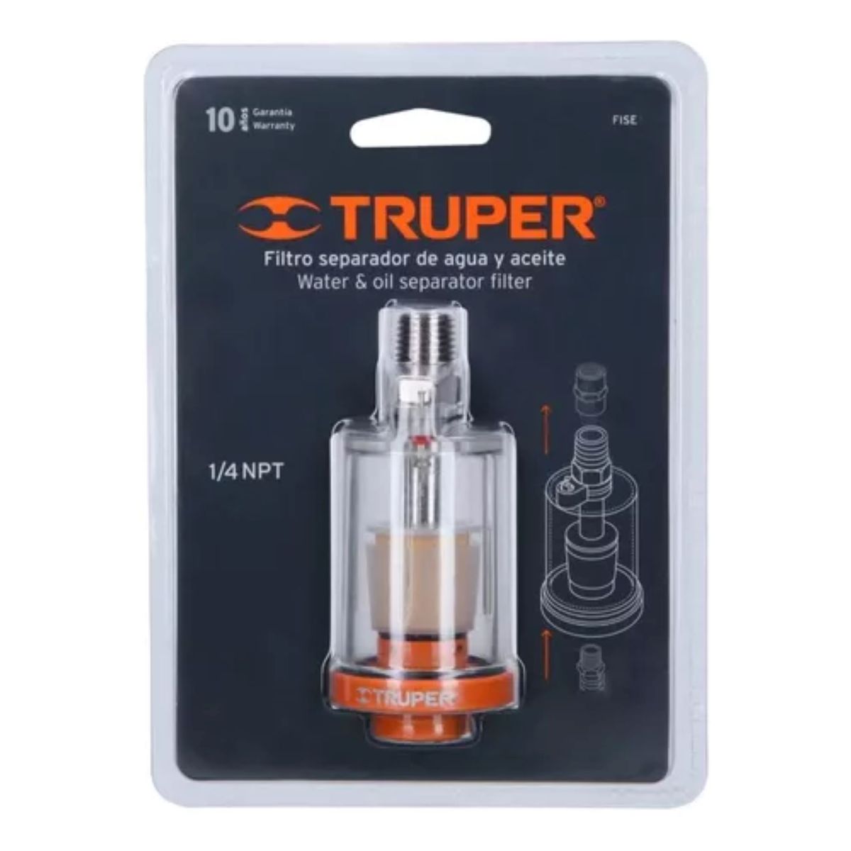 TRUPER - Filtro Separador De Agua Y Aceite Para Compresor Truper