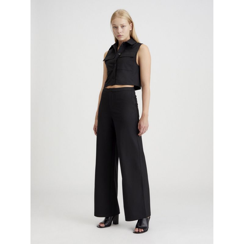 CALVIN KLEIN - Pantalón negro de punto de pierna ancha Calvin Klein