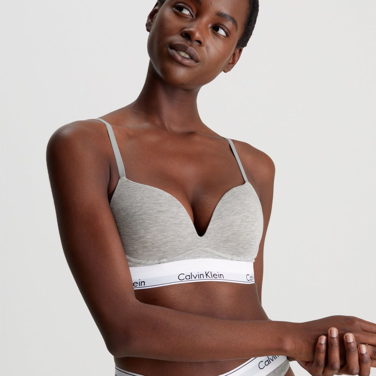 CALVIN KLEIN - Brasier Gris Escotado Push Up - Modern Cotton Calvin Klein