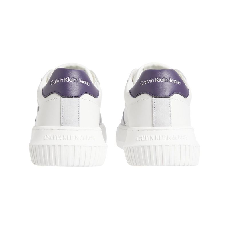 CALVIN KLEIN - Tenis blanco de cuero con gamuza Calvin Klein