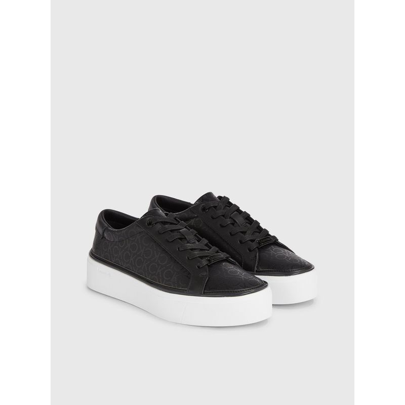 CALVIN KLEIN - Tenis negro de plataforma con monograma Calvin Klein