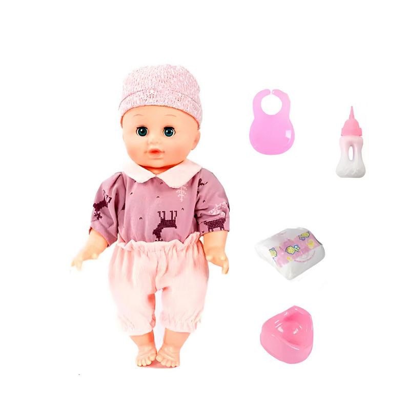 GENERICO - Muñeca Bebe Pijama Biberon Tetero Pañal Vacinilla Juguete