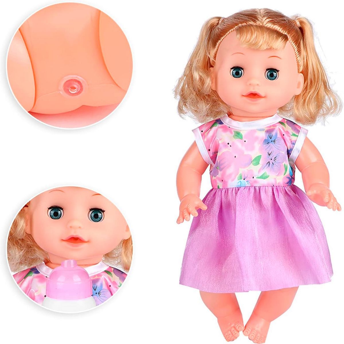 GENERICO - Muñeco Bebe Tetero Pañal Utencilios Vacinilla Juguete Niñas