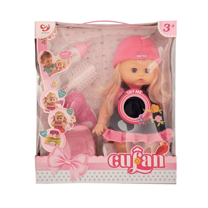 GENERICO - Muñeco Bebe Vestido Jean Secadora Vacinilla Juguete Niñas