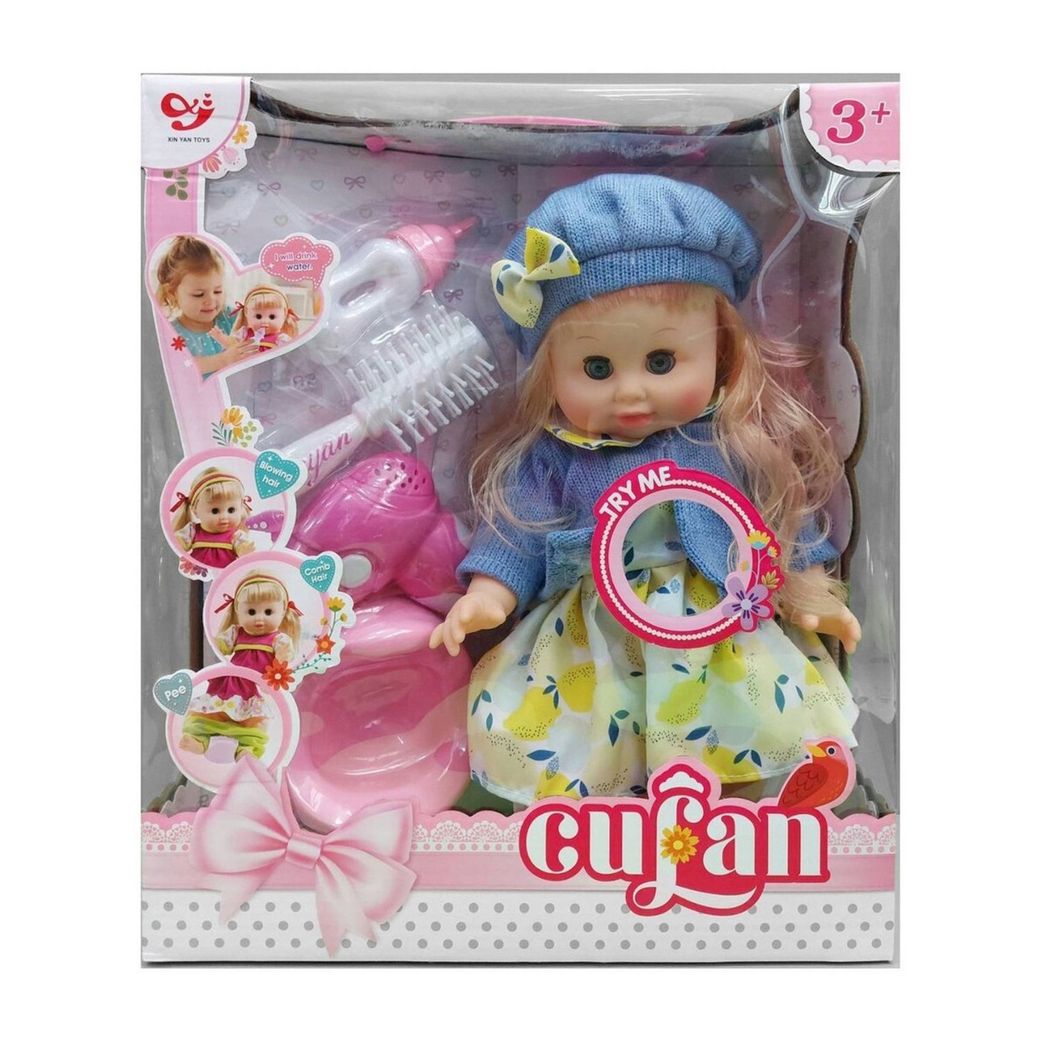 Muñeco Bebe Abrigo Azul Secadora Vacinilla Juguete Niñas GENERICO