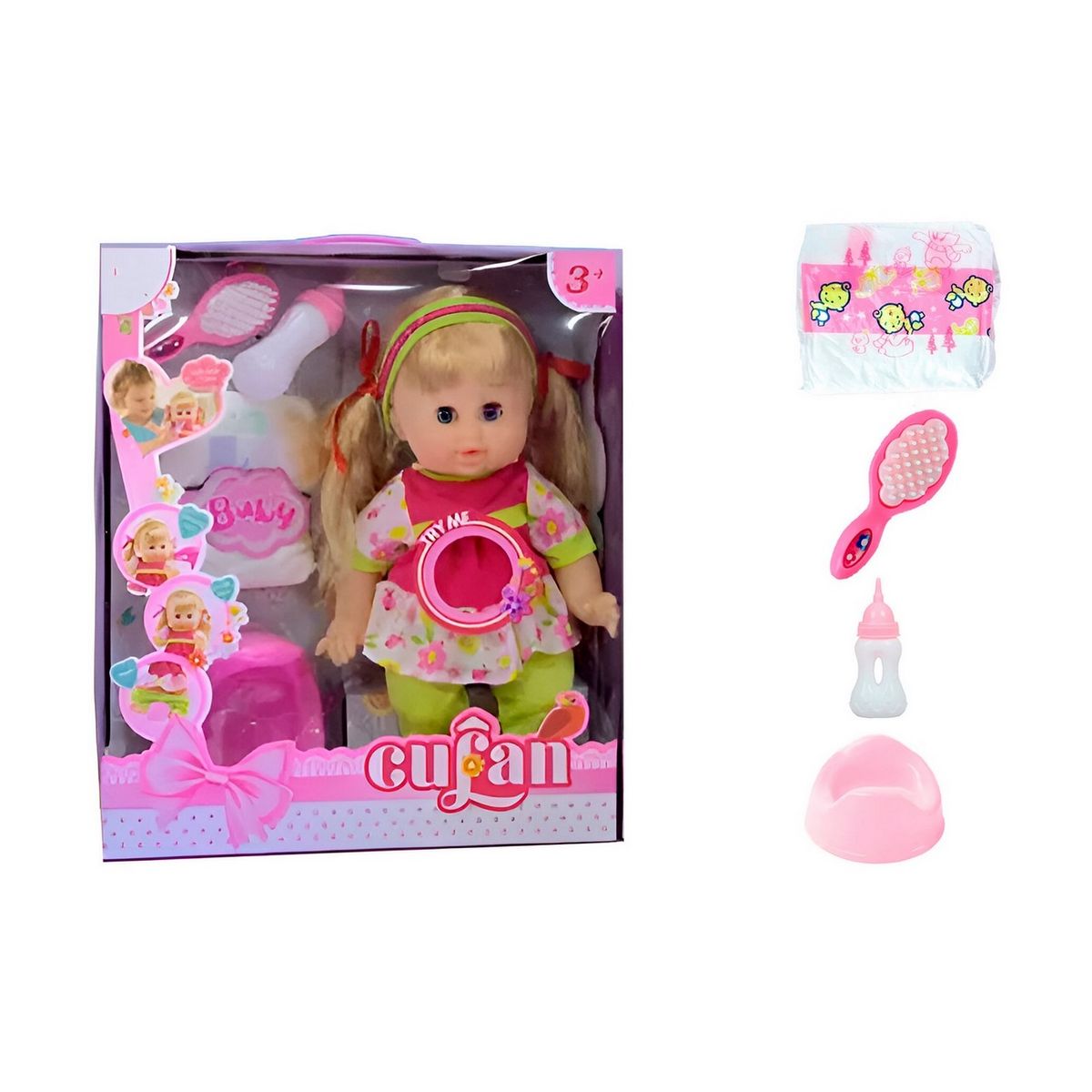 GENERICO - Muñeco Bebe Flor Verde Pañal Vacinilla Juguete Niñas