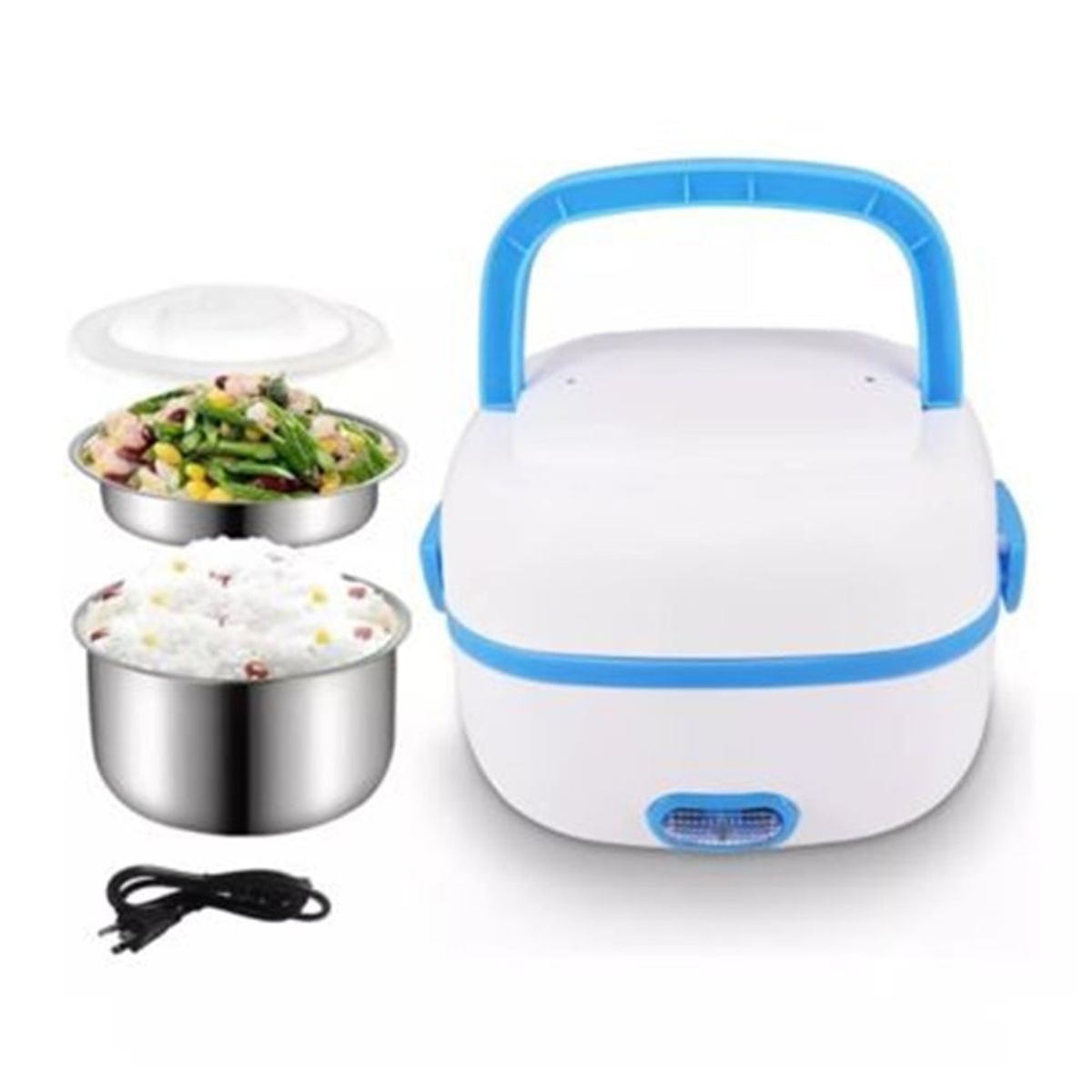 GENERICO - Lonchera de Almuerzo Electrica  Al Vapor 2 Capas  Acero Multifuncional