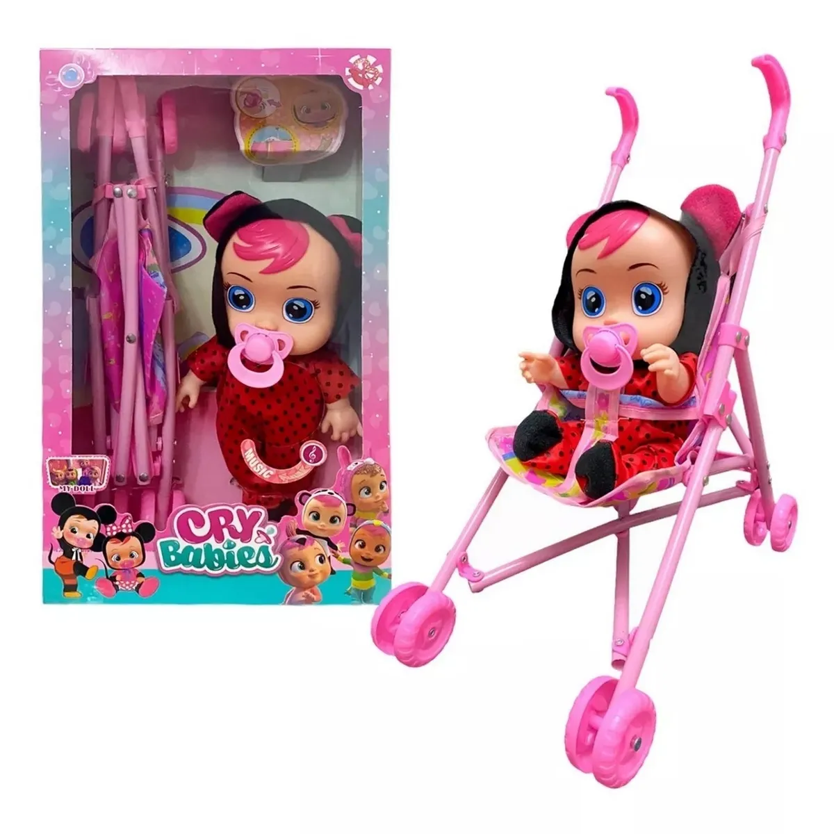 GENERICO - Muñeca Bebes Llorones Con Sonidos Coche Tetero Juguete Niñas