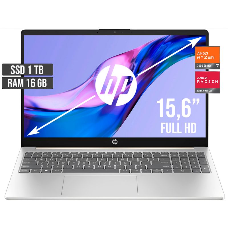 HP - PORTATIL HP AMD RYZEN 7-7730U SSD 1TB RAM 16GB LED 15,6 FULL HD
