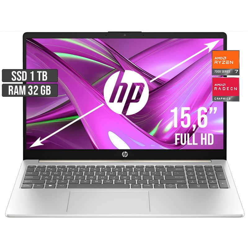 HP - PORTATIL HP AMD RYZEN 7-7730U SSD 1TB RAM 32GB LED 15,6 FULL HD