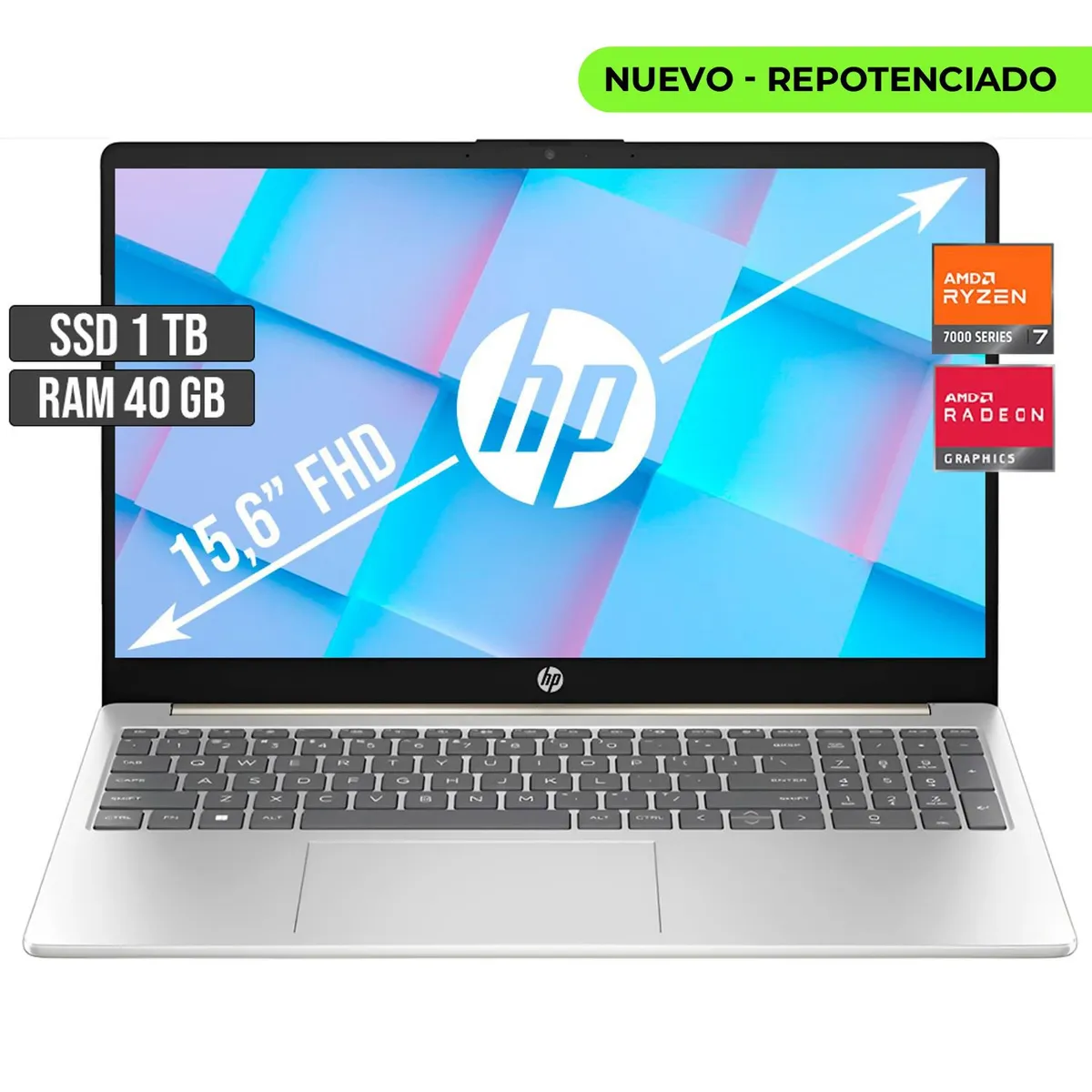 HP - PORTATIL HP AMD RYZEN 7-7730U SSD 1TB RAM 40GB LED 15,6 FULL HD