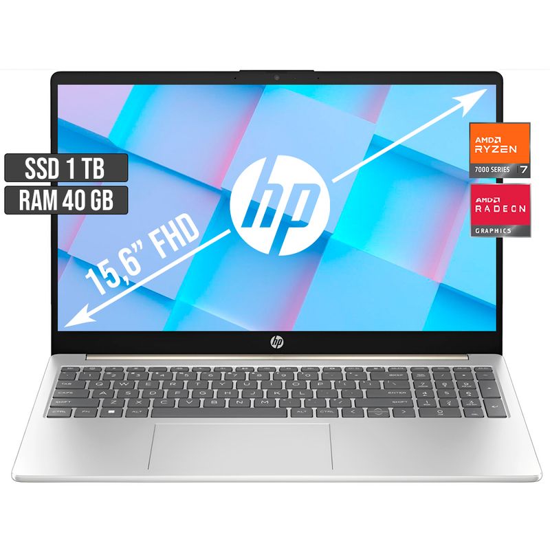 HP - PORTATIL HP AMD RYZEN 7-7730U SSD 1TB RAM 40GB LED 15,6 FULL HD