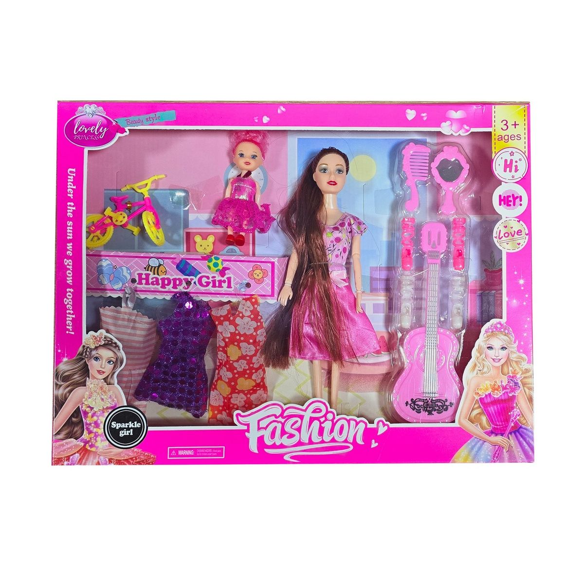 GENERICO - Muñeca Madre Guitarra Accesorios Bicicleta Mini Juguete Niña