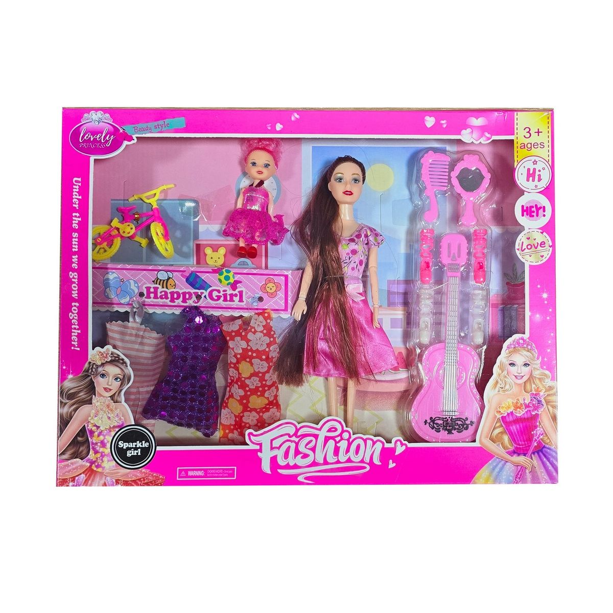 GENERICO - Muñeca Madre Guitarra Accesorios Bicicleta Mini Juguete Niña