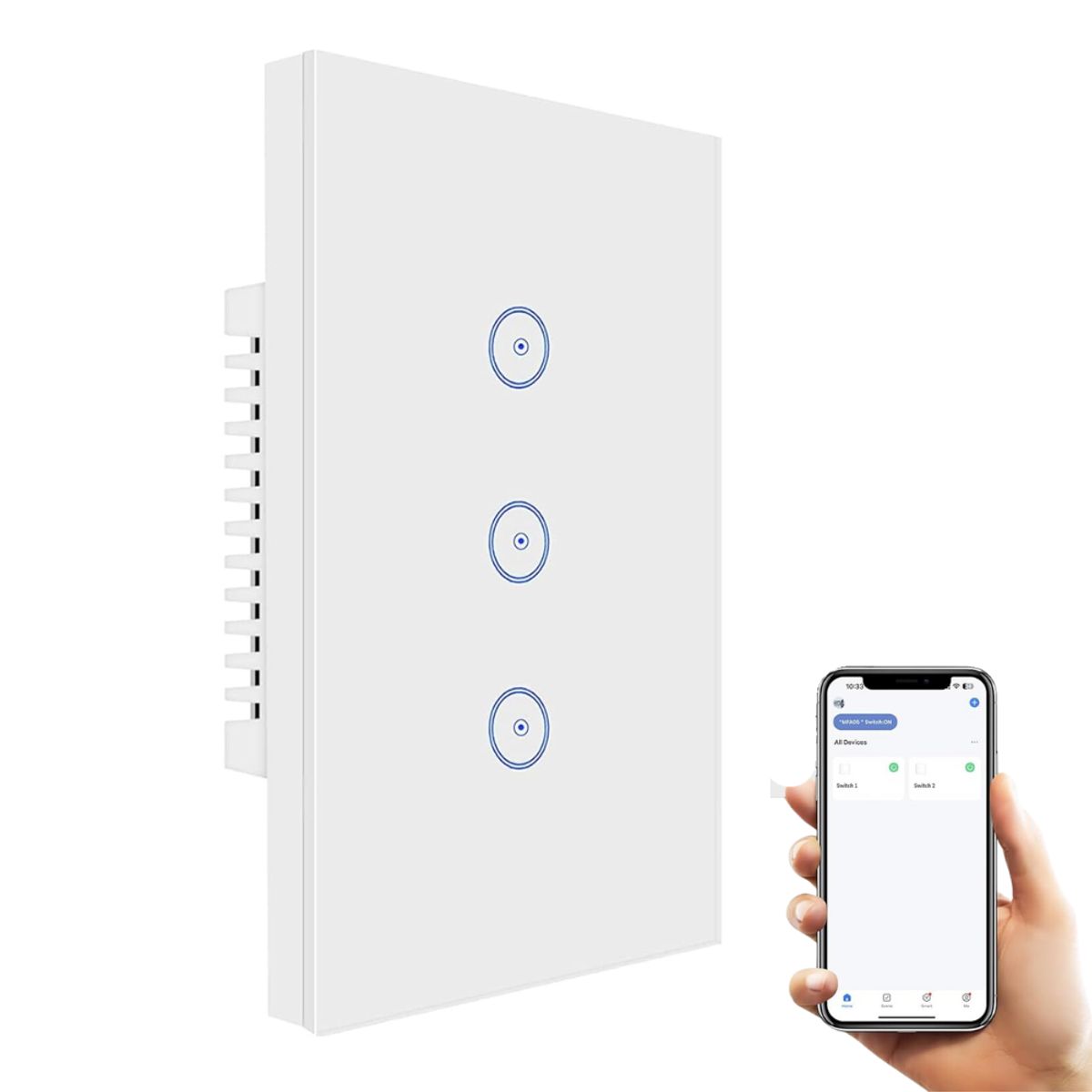 TECNOHOGAR JS - Interruptor Triple Wifi Inteligente Alexa Google Home Wifi