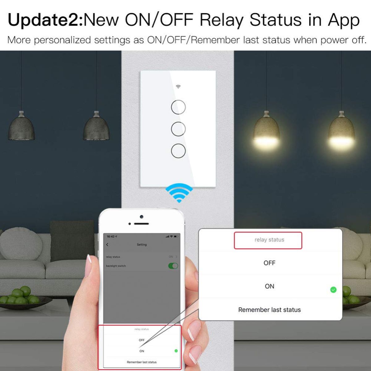 TECNOHOGAR JS - Interruptor Triple Wifi Inteligente Alexa Google Home Wifi