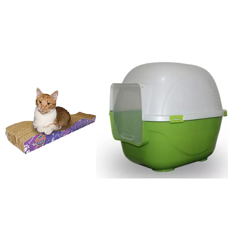 HALLY PET - Baño arenero grande sin filtro mas rascador ondas