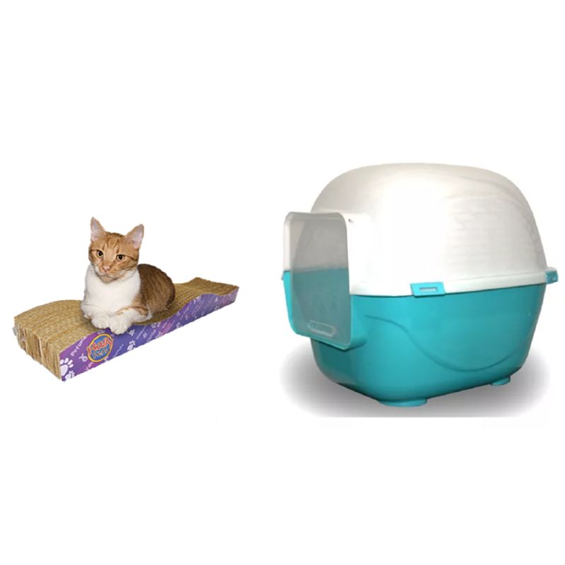 HALLY PET - Baño arenero grande sin filtro mas rascador ondas