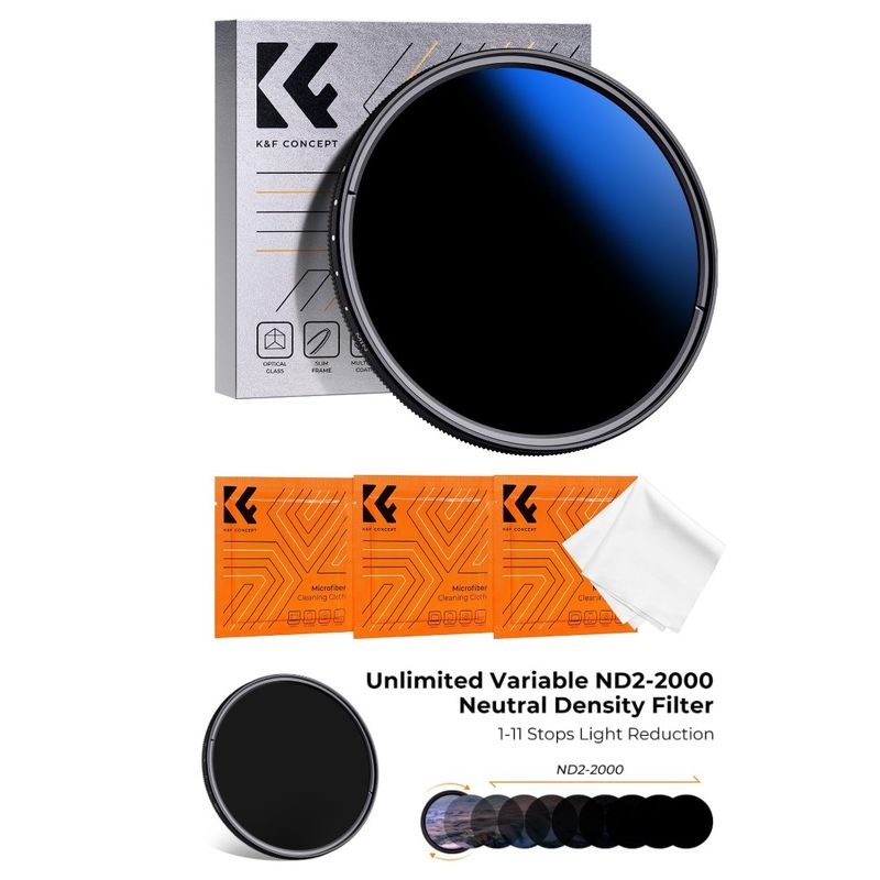 K&F CONCEPT - Filtro ND Variable 82mm ND2-ND400 Nano-K  K&F Concept