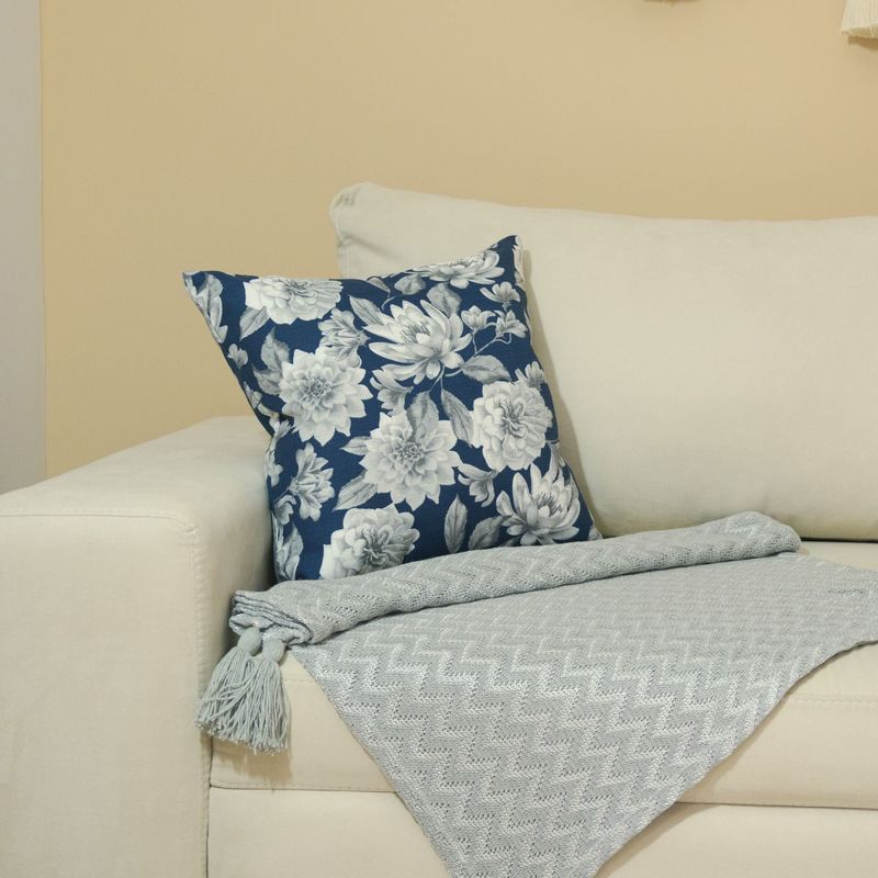 NOSSARENA - Cojin azul estampado flores 50x50cm